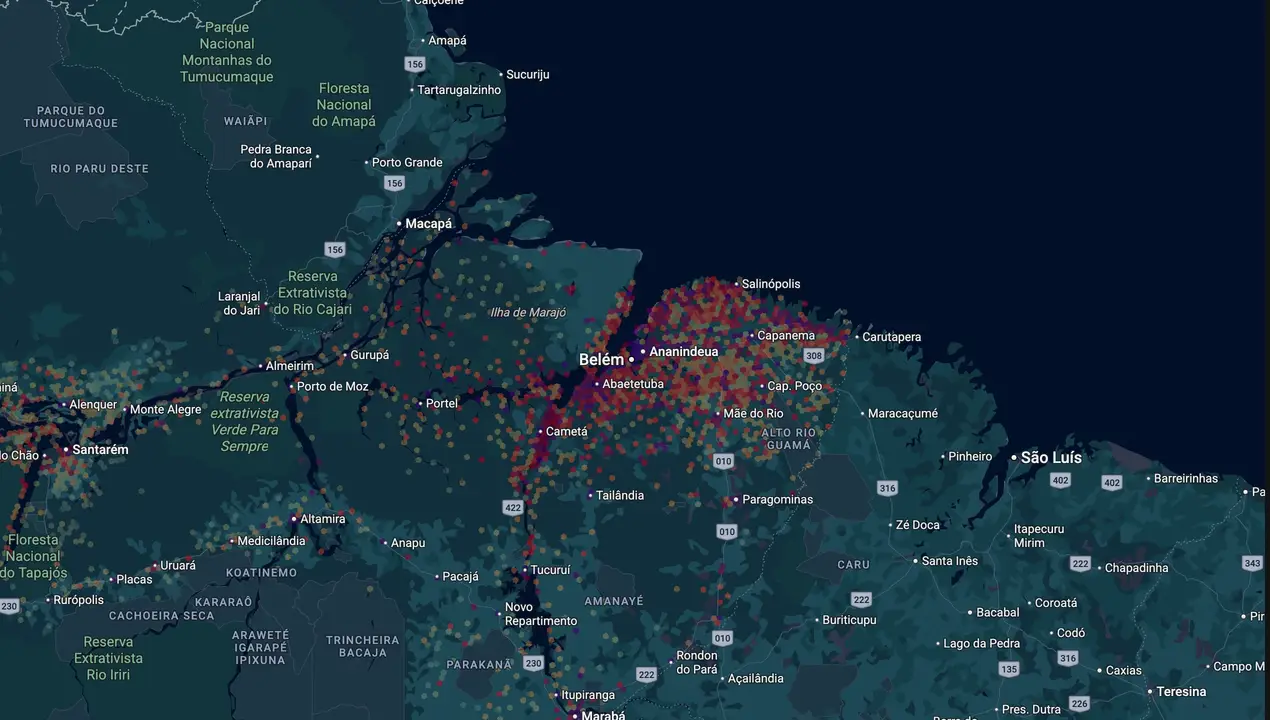 Mapa eleitoral de Beto Faro
