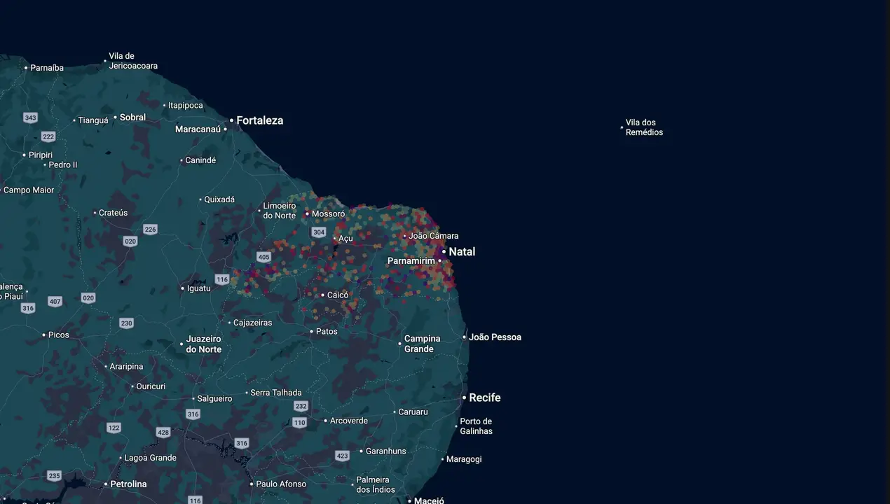 Mapa eleitoral de José Agripino